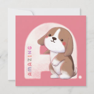 Alphabet Series: "A" Phantastische Beagle Illustra Einladung