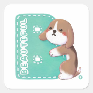 Alphabet Series: "B" Schöne Beagle Illustration Quadratischer Aufkleber