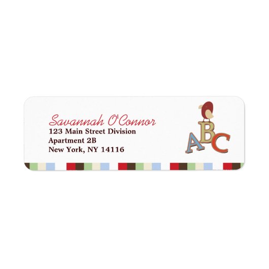 Alphabet Soup ABC Bird Custom Address Labels (Vorne)