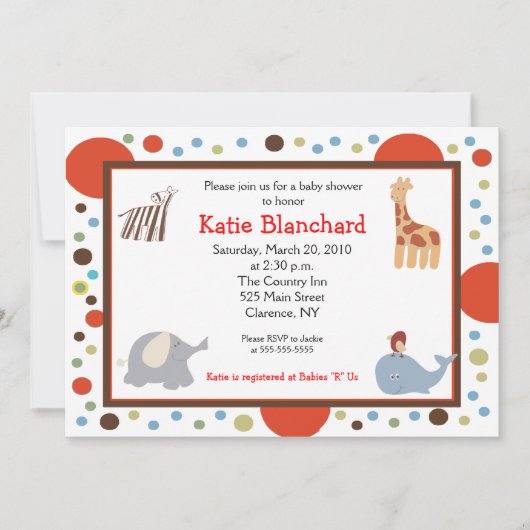 Alphabet Soup Dots 12x18 Baby Dusche Einladung (Vorderseite)