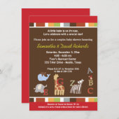 Alphabet Soup Jungle Baby Shower Invite (Braun) Einladung (Vorne/Hinten)