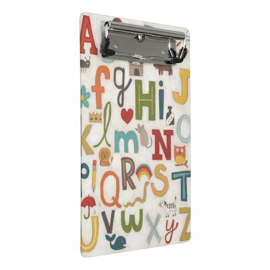 Alphabet Soup Mini Klemmbrett (Schrägansicht)