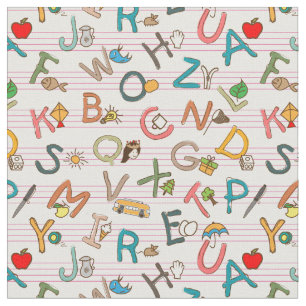 Alphabet-Spaß-Buchstaben u. Grafiken Stoff