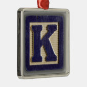 Alphabet-Spielzeug-Block K Silbernes Ornament (Rechts)