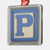 Alphabet-Spielzeug-Block P Silbernes Ornament (Links)