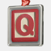 Alphabet-Spielzeug-Block Q Silbernes Ornament (Links)
