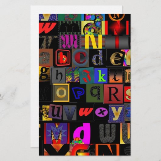 Alphabet-Suppe, Mosaikbriefe-Design, lustige Farbt Briefpapier (Vorne/Hinten)