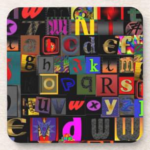 Alphabet-Suppe, Mosaikbriefe-Design, lustige Farbt Getränkeuntersetzer