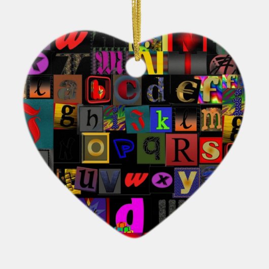 Alphabet-Suppe, Mosaikbriefe-Design, lustige Farbt Keramik Ornament (Vorne)