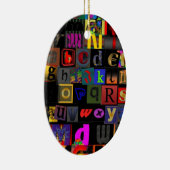 Alphabet-Suppe, Mosaikbriefe-Design, lustige Farbt Keramikornament (Rechts)