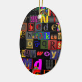 Alphabet-Suppe, Mosaikbriefe-Design, lustige Farbt Keramikornament (Links)