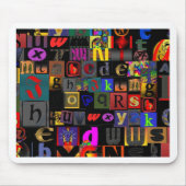 Alphabet-Suppe, Mosaikbriefe-Design, lustige Farbt Mousepad (Vorne)