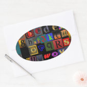 Alphabet-Suppe, Mosaikbriefe-Design, lustige Farbt Ovaler Aufkleber (Umschlag)