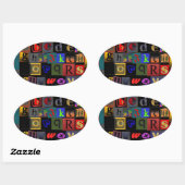 Alphabet-Suppe, Mosaikbriefe-Design, lustige Farbt Ovaler Aufkleber (Blatt)