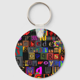 Alphabet-Suppe, Mosaikbriefe-Design, lustige Farbt Schlüsselanhänger