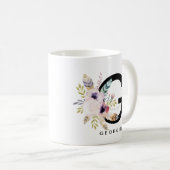 Alphabet-Tassen-Monogramm Boho Wasserfarbe der Kaffeetasse (VorderseiteRechts)