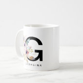 Alphabet-Tassen-Monogramm Boho Wasserfarbe der Kaffeetasse (Vorderseite Links)