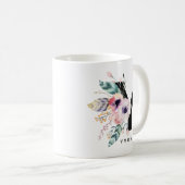 Alphabet-Tassen-Monogramm Boho Wasserfarbe der Kaffeetasse (VorderseiteRechts)