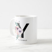 Alphabet-Tassen-Monogramm Boho Wasserfarbe der Kaffeetasse (Vorderseite Links)