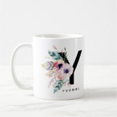 Alphabet-Tassen-Monogramm Boho Wasserfarbe der Kaffeetasse (Links)