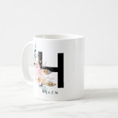 Alphabet-Tassen-Monogramm Boho Wasserfarbe der Kaffeetasse (Vorderseite Links)