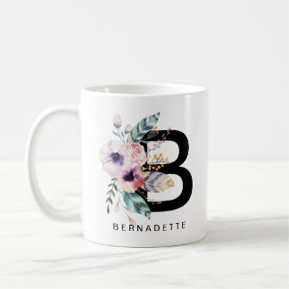 Alphabet-Tassen-Monogramm Boho Wasserfarbe der Kaffeetasse
