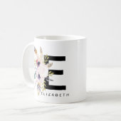 Alphabet-Tassen-Monogramm Boho Wasserfarbe der Kaffeetasse (Vorderseite Links)