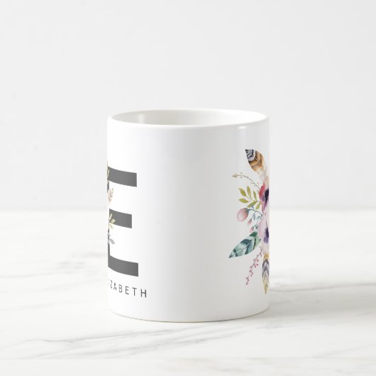 Alphabet-Tassen-Monogramm Boho Wasserfarbe der Kaffeetasse (Mittel)