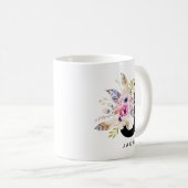 Alphabet-Tassen-Monogramm Boho Wasserfarbe der Kaffeetasse (VorderseiteRechts)