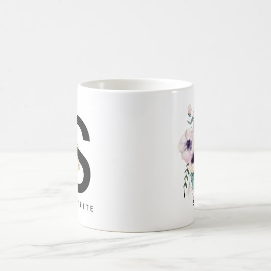 Alphabet-Tassen-Monogramm Boho Wasserfarbe der Kaffeetasse (Mittel)