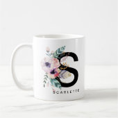 Alphabet-Tassen-Monogramm Boho Wasserfarbe der Kaffeetasse (Links)