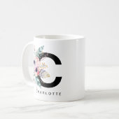 Alphabet-Tassen-Monogramm Boho Wasserfarbe der Kaffeetasse (Vorderseite Links)