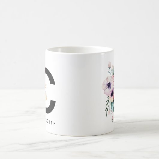Alphabet-Tassen-Monogramm Boho Wasserfarbe der Kaffeetasse (Mittel)