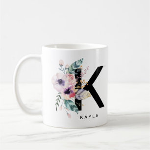 Alphabet-Tassen-Monogramm Boho Wasserfarbe der Kaffeetasse
