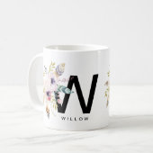 Alphabet-Tassen-Monogramm Boho Wasserfarbe der Kaffeetasse (Vorderseite Links)