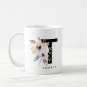 Alphabet-Tassen-Monogramm Boho Wasserfarbe der Kaffeetasse (Links)