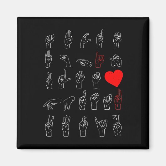 Alphabet Teacher American Sing Language Asl Chart Magnet (Vorne)