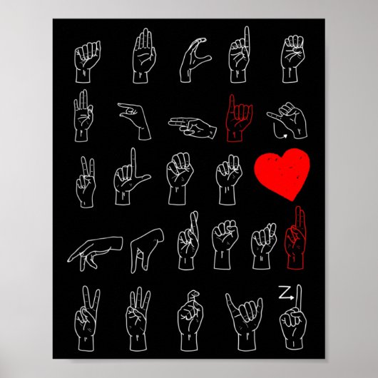 Alphabet Teacher American Sing Language Asl Chart Poster (Vorne)
