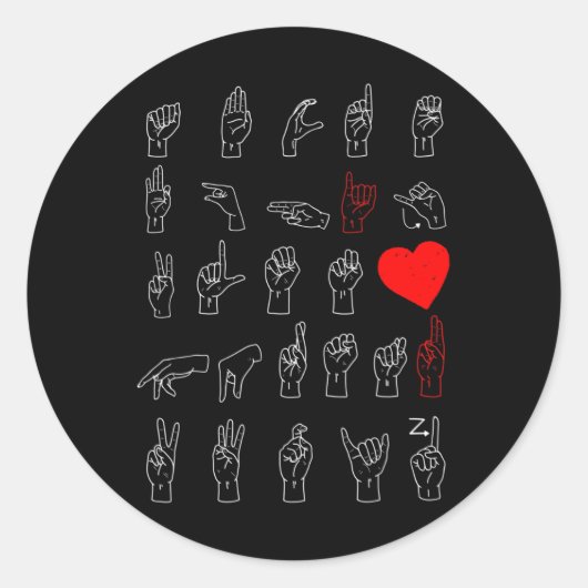 Alphabet Teacher American Sing Language Asl Chart Runder Aufkleber (Vorderseite)