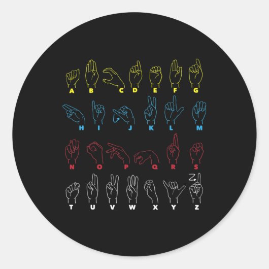 Alphabet Teacher American Sing Language Asl Chart Runder Aufkleber (Vorderseite)