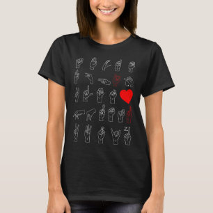 Alphabet Teacher American Sing Language Asl Chart T-Shirt