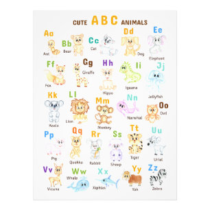 Alphabet Tier ABC Süße Tiere  Fotodruck