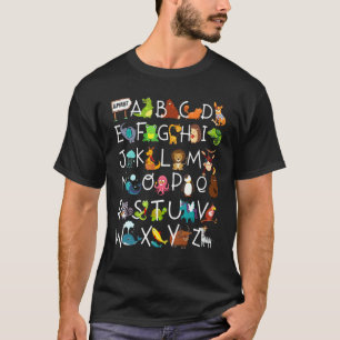 Alphabet Tier Abcs Lernen Kinder Beginnen Lernen T-Shirt