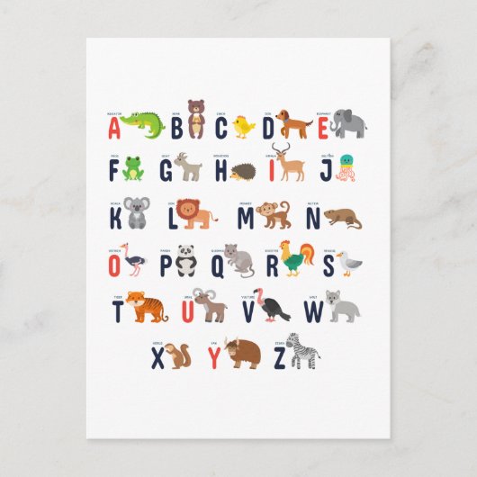 Alphabet Tiere - super niedlich! Postkarte (Vorderseite)