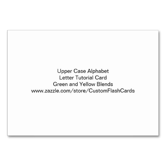 Alphabet-Tutorial-Karte in Großbuchstaben Gelb Tischnummer (Rückseite)