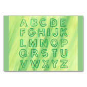 Alphabet-Tutorial-Karte in Großbuchstaben Gelb Tischnummer (Vorderseite)
