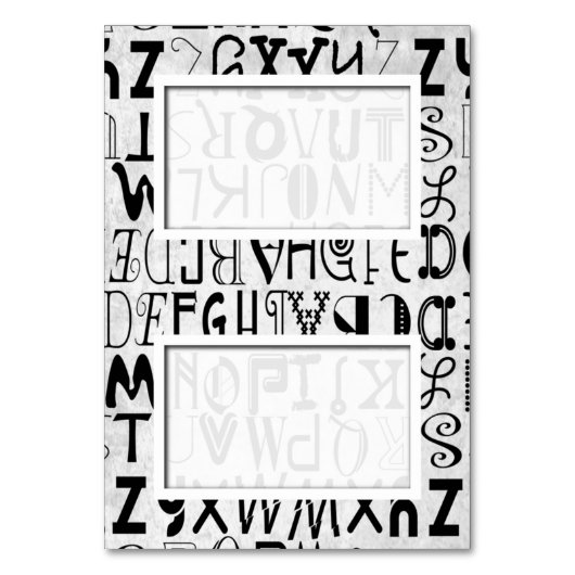Alphabet Typografy Tented Name Platzkarten Tischnummer (Vorderseite)