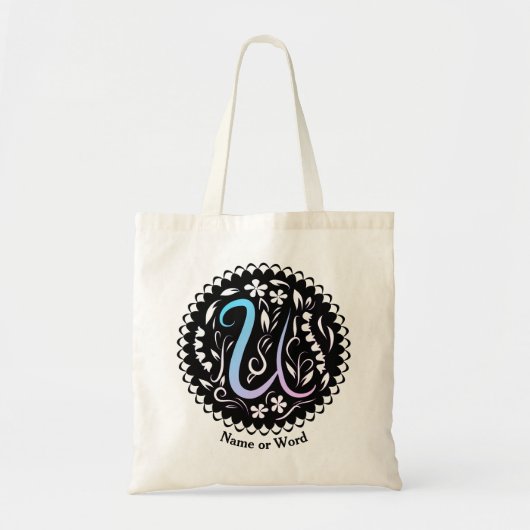 Alphabet U Monogram Handwriting Tragetasche (Vorne)