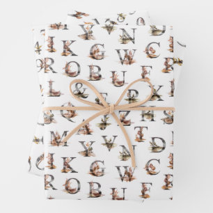 Alphabet- und Nummernmuster Geschenkpapier Set