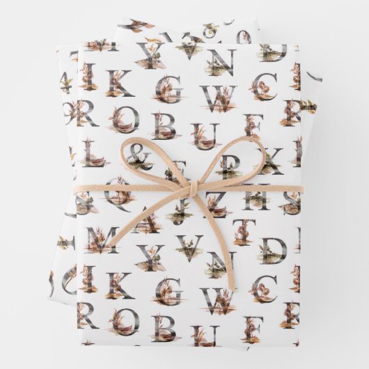Alphabet- und Nummernmuster Geschenkpapier Set (Beispiel)